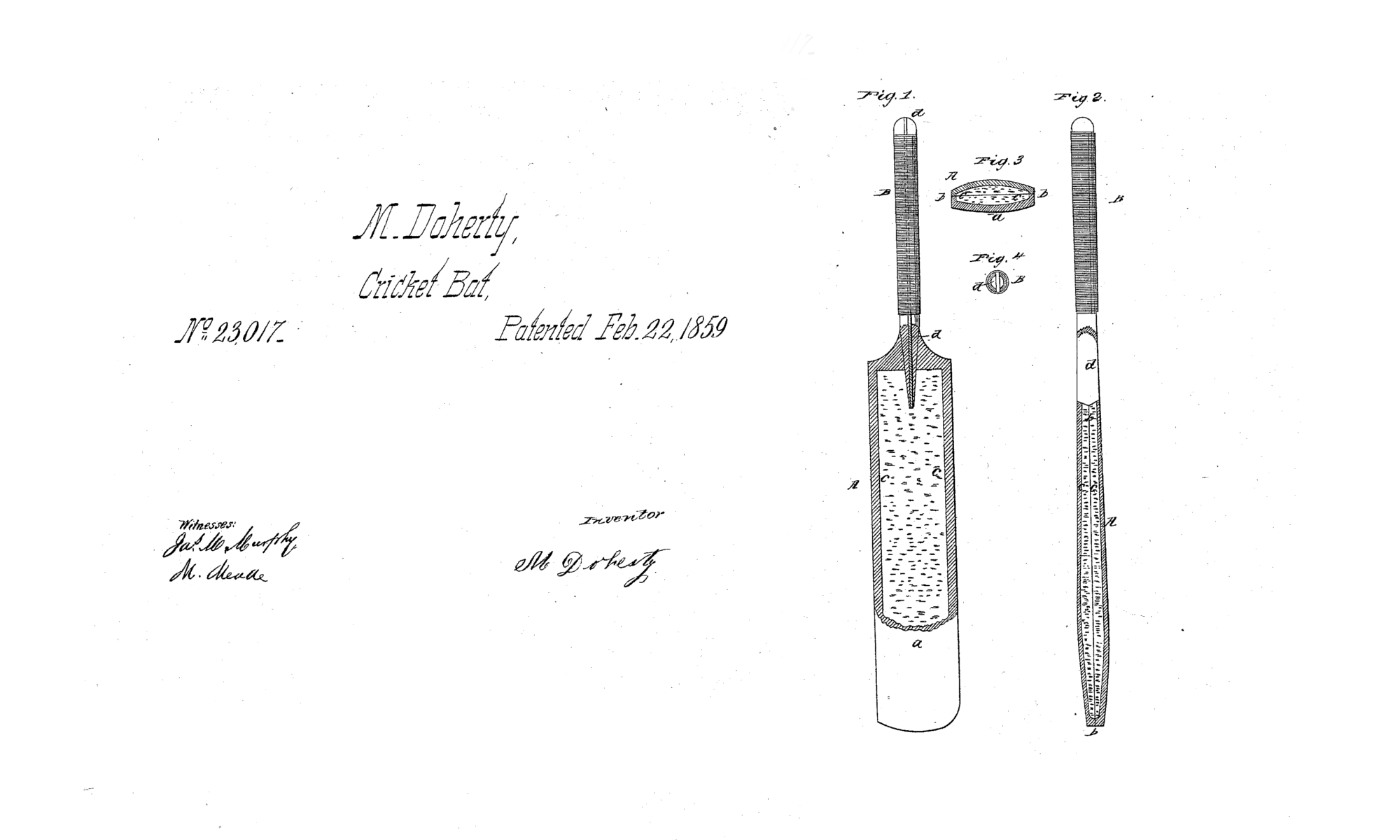 #OnThisDay in 1859 – Doherty files Patent for Cricket Bat Improvements
